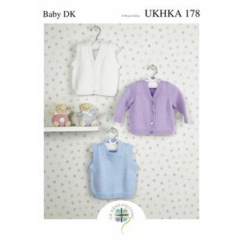UKHKA 178 Baby Cardigans & Tank Top Double Knitting Pattern