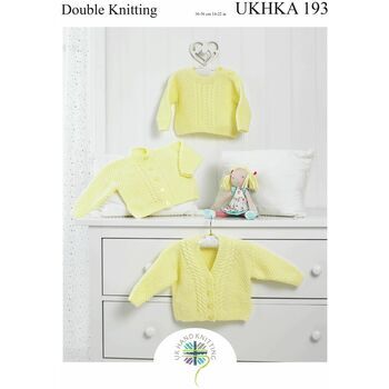 UKHKA 193 Baby Cardigans Double Knitting Pattern