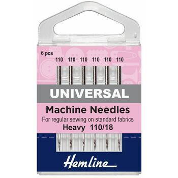 Hemline Universal Sewing Machine Needles - Heavy 110/18 (6 Pieces)