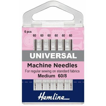 Hemline Universal Sewing Machine Needles - Extra Fine Size 60/8 (6 Pieces)