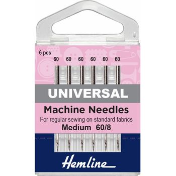 Hemline Universal Sewing Machine Needles - Extra Fine Size 60/8 (6 Pieces) - 5 Packs