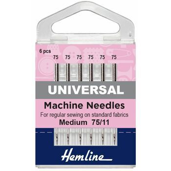 Hemline Universal Sewing Machine Needles - Fine/Medium 75/11 (6 Pieces)