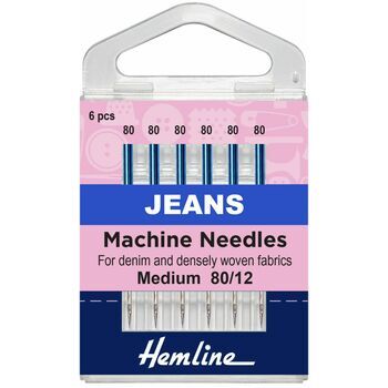 Hemline Jeans Sewing Machine Needles - Medium 80/12 (6 Pieces)