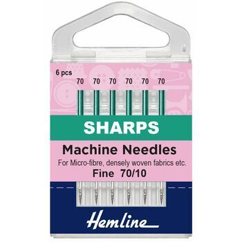 Hemline Sharps Sewing Machine Needles - Fine 70/10 (6 Pieces)