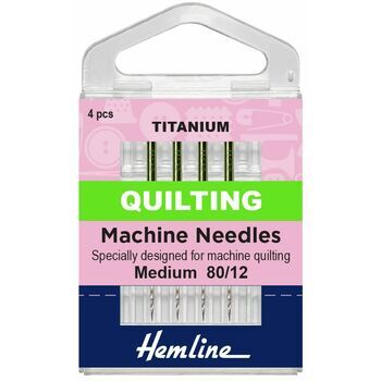 Hemline Quilting Sewing Machine Titanium Needles - Medium 80/12 (4 Pieces)