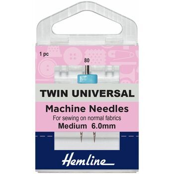 Hemline Twin Universal Sewing Machine Needles - 100/16, 6mm (1 Piece)