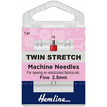 Hemline Twin Stretch Sewing Machine Needles - 75/11, 2.5mm (1 Piece)