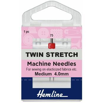 Hemline Twin Stretch Sewing Machine Needles - 75/11, 4mm (1 Piece)