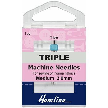Hemline Triple Universal Sewing Machine Needles - 80/12 (1 Piece)