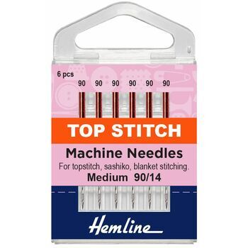 Hemline Top-Stitch Sewing Machine Needles - 90/14 (6 Pieces)