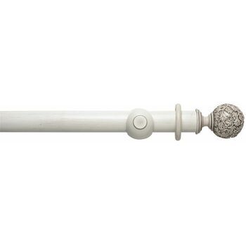 Hallis Modern Country 55mm Brushed Ivory Curtain Pole Set with Floral Finial