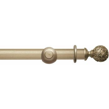 Hallis Modern Country 45mm Satin Silver Curtain Pole Set with Floral Finial