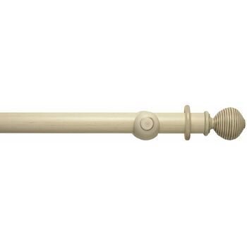 Hallis Modern Country 45mm Brushed Cream Curtain Pole Set with Ribbed Ball Finial