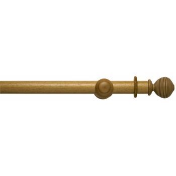 Hallis Modern Country 45mm Light Oak Curtain Pole Set with Ribbed Ball Finial