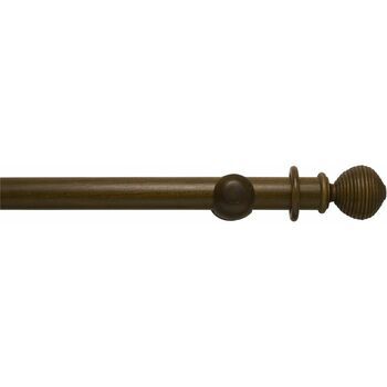 Hallis Modern Country 45mm Dark Oak Curtain Pole Set with Ribbed Ball Finial
