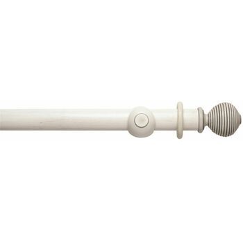 Hallis Modern Country 55mm Brushed Ivory Curtain Pole Set with Ribbed Ball Finial