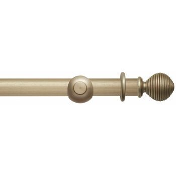 Hallis Modern Country 45mm Satin Silver Curtain Pole Set with Ribbed Ball Finial