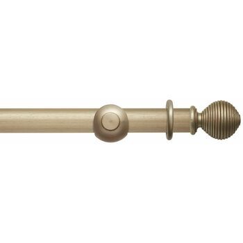 Hallis Modern Country 55mm Satin Silver Curtain Pole Set with Ribbed Ball Finial