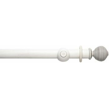 Hallis Modern Country 45mm Brushed Ivory Curtain Pole Set with Ribbed Ball Finial