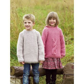 James C Brett JB777 Chunky Knitting Pattern - Children's Sweater With Hood