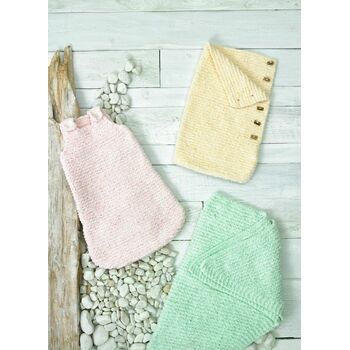 James C Brett JB693 Baby Velvet Chunky Knitting Pattern - Sleeping Bag, Blanket & Wrap