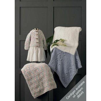 James C Brett JB651 Chunky Knitting Pattern - Girls Cardigan & Blankets