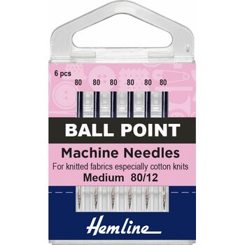 Hemline Ball Point Machine Needles - Medium 80/12
