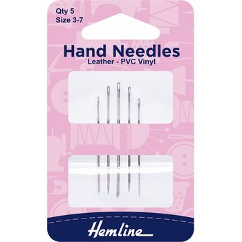 Hemline Hand Sewing Needles - Leather/PVC/Vinyl (Size 3-7)