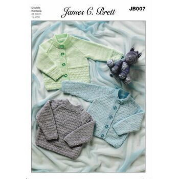 James C Brett DK Knitting Pattern JB007 (Baby Cardigan/Sweater)