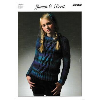 James C. Brett JB050 Chunky Knitting Pattern (Girls Sweater)