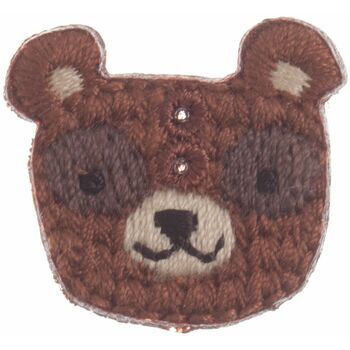 Woodland Bear embroidered button 23mm