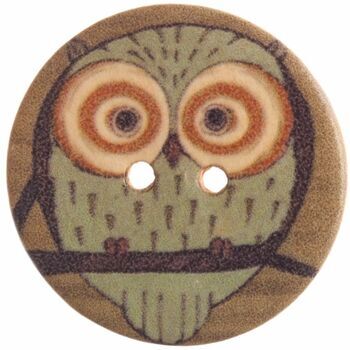 Patterned Owl Button - 48 Lignes/30mm