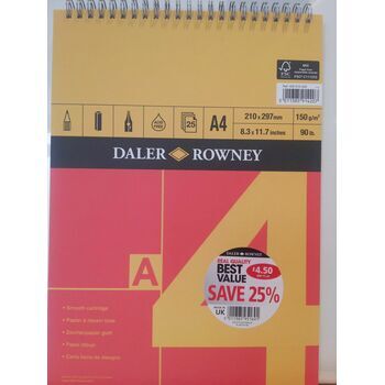 Daler Rowney Red & Yellow Spiral Smooth Cartridge (A4)