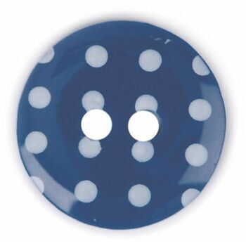 Dark Blue/White Spotted 2 hole button: 15mm