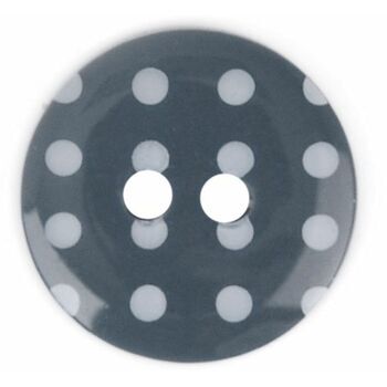 Grey/White spotted 2 hole button: 15mm