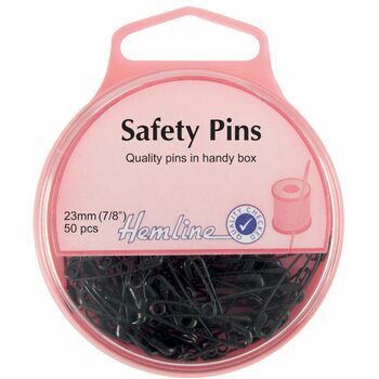 Hemline Black Safety Pins - 23mm (50pcs)