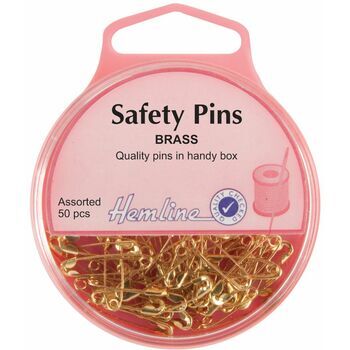 Hemline Brass Safety Pins - 19mm/23mm (50pcs)