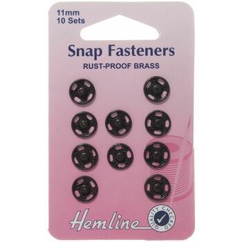 Hemline Sew On Snap Fasteners (Black) - 11mm