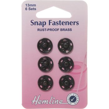 Hemline Sew On Snap Fasteners (Black) - 13mm