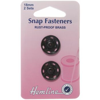 Hemline Sew On Snap Fasteners (Black) - 18mm
