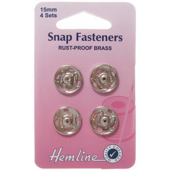 Hemline Sew On Snap Fasteners (Nickel) - 15mm