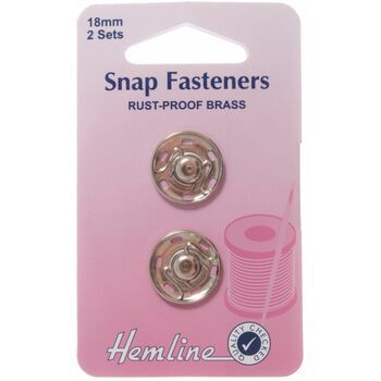 Hemline Sew On Snap Fasteners (Nickel) - 18mm