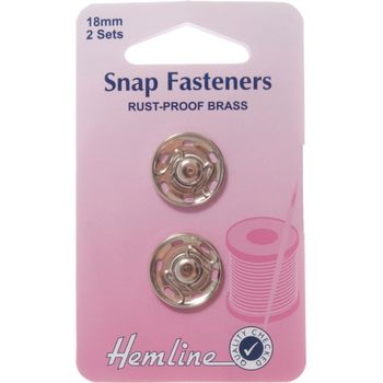 Hemline Sew On Snap Fasteners (Nickel) - 18mm