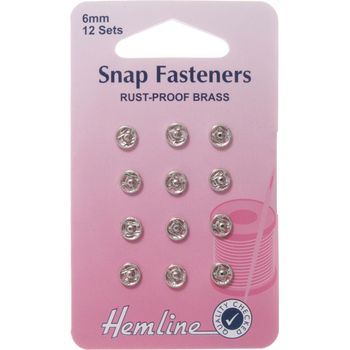 Hemline Sew On Snap Fasteners (Nickel) - 6mm