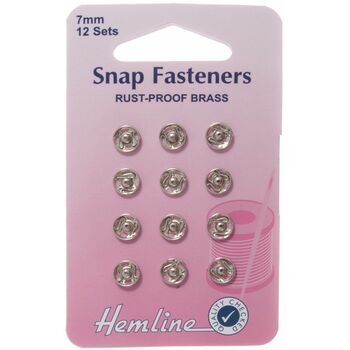 Hemline Sew On Snap Fasteners (Nickel) - 7mm