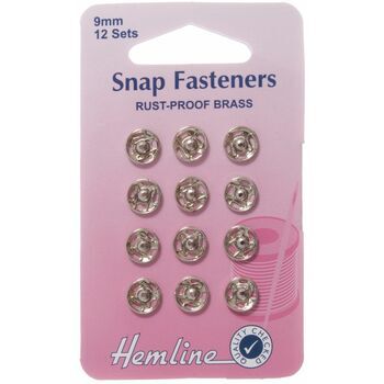 Hemline Sew On Snap Fasteners (Nickel) - 9mm