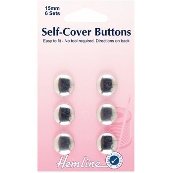 Hemline Self Cover Buttons - Metal Top (15mm)