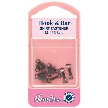 Hemline Hook & Bar Skirt Fastener - Black (Mini)