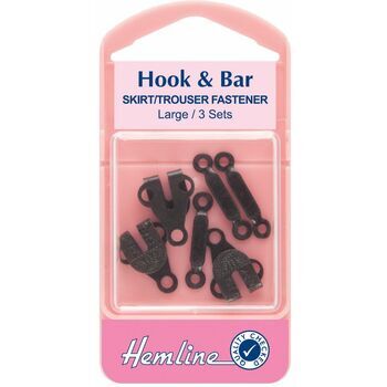 Hemline Hook & Bar Skirt/Trouser Fastener - Black (Large)