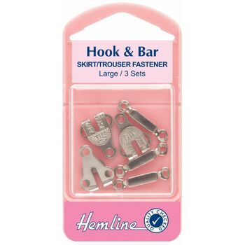 Hemline Hook & Bar Skirt/Trouser Fastener - Nickel (Large)